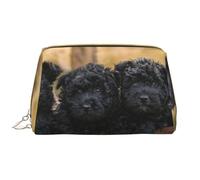 Bolsa de Aseo Bolsa de Maquillaje Bolsa de cosméticos Bolsa de Aseo de Viaje portátil con Cremallera,Cachorros de la Familia Affenpinscher Perros Negros Mono
