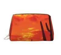 Bolsa de Aseo Bolsa de Maquillaje Bolsa de cosméticos Bolsa de Aseo de Viaje portátil con Cremallera,Cactus al Atardecer del Salvaje Oeste