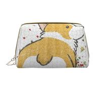 Bolsa de Aseo Bolsa de Maquillaje Bolsa de cosméticos Bolsa de Aseo de Viaje portátil con Cremallera,Lindo Trasero de Corgi Floral