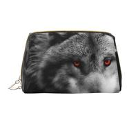 Bolsa de Aseo Bolsa de Maquillaje Bolsa de cosméticos Bolsa de Aseo de Viaje portátil con Cremallera,Lobo con Ojos Rojos Impreso