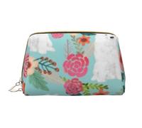 Bolsa de Aseo Bolsa de Maquillaje Bolsa de cosméticos Bolsa de Aseo de Viaje portátil con Cremallera,Perros Samoyedo Perro Floral