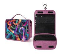 Bolsa de aseo colgante de tentáculos de pulpo colorido, bolsa de aseo para viajes, cosméticos, organizador de maquillaje para mujeres y hombres, portabilidad, múltiples compartimentos
