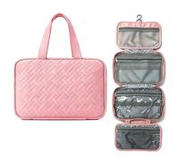 Bolsa de Aseo Colgante para Mujer, Organizador Maquillaje 4 Pliegues Gran Capacidad, Neceser Repelente Agua con Gancho, Bolsa Ducha portátil para Negocios y Vacaciones