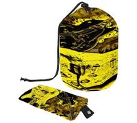 Bolsa de aseo con cordón, bolsa organizadora de maquillaje de viaje con forma de barril retro Rock N Roll + bolsa pequeña, multicolor, 9.9x6.9in/25.2x17.6cm;6x3.5in/15.2x8.8cm, Neceser