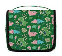 Bolsa de aseo con diseño de dinosaurio rosa, unisex, para colgar, cosméticos, maquillaje, multicolor, talla única