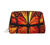 Bolsa de aseo con diseño de mariposa naranja, organizador de viaje para hombres y mujeres, bolsa de maquillaje de cuero ligero, bolsa de cosméticos pequeña, Mariposa anaranjada, Talla única