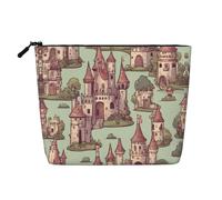 Bolsa de aseo con estampado de cuento de hadas Castle02, bolsa de cosméticos de gran capacidad, bolsa de maquillaje para mujer, para uso diario, viajes, Black, Talla única