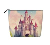 Bolsa de aseo con estampado de cuento de hadas Castle03, bolsa de cosméticos de gran capacidad, bolsa de maquillaje para mujer, para uso diario, viajes, Black, Talla única