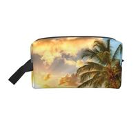Bolsa de aseo con estampado de palmera hawaiana para hombres, bolsa de cosméticos de gran capacidad, bolsa de aseo de viaje para mujeres, White, Talla única