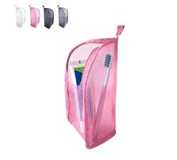 Bolsa De Aseo De Pie, Bolsas De Aseo Portátiles Ligeras De Viaje, EVA Travel Dental Brush Storage Foldable Clear Colgante Travel Toiletry Bag Cosmetic Organizer Storage(Red)