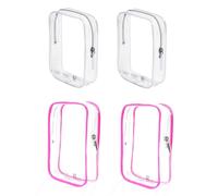 Bolsa de aseo de viaje aprobada por la TSA, 4 cubos de embalaje, pequeñas bolsas transparentes rosas con cremallera para artículos de tocador líquidos 3-1-1, artículos esenciales de avión, accesorios