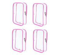Bolsa de aseo de viaje aprobada por la TSA, 4 cubos de embalaje, pequeñas bolsas transparentes rosas con cremallera para artículos de tocador líquidos 3-1-1, artículos esenciales de avión, accesorios