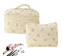 Bolsa de aseo de viaje, bolsa cosmética floral de gran capacidad 2 piezas, maquillaje suave para el hogar, hotel, bolsa de aseo portátil para pasta de dientes, maquinilla de afeitar, Azahar Sobre