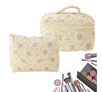 Bolsa de aseo de viaje - Bolsa higiénica, organizador de aseo de viaje | Bolsa de cosméticos con cremallera de gran capacidad de 2 piezas, funda portátil para aseo de vacaciones, bo, Orange Flowers On
