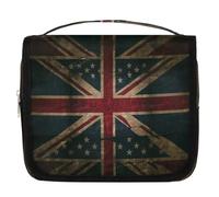 Bolsa de aseo de viaje con banderas británicas americanas para mujeres, hombres, niñas, niños, maquillaje, cosméticos, bolsa de aseo colgante, organizador de artículos de tocador, bolsa de ducha,