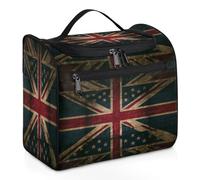 Bolsa de aseo de viaje con banderas británicas americanas para mujeres, hombres, niños, niñas, niños, 11.2 L, bolsa grande de maquillaje para cosméticos, bolsa de lavado colgante, bolsa organizadora