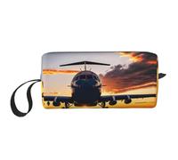 Bolsa de aseo de viaje con diseño de avión al atardecer, bolsa de maquillaje, bolsa de cosméticos multiusos con cremallera, Blanco, Talla única
