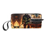 Bolsa de aseo de viaje con estampado de llama de bombero, bolsa de lápices, bolsa de maquillaje, bolsas de cosméticos multiusos con cremallera, Blanco, Talla única