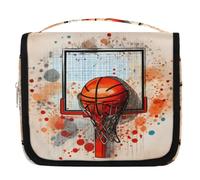 Bolsa de aseo de viaje con estampado deportivo de baloncesto para mujeres, hombres, niños, niñas, niños, bolsa de cosméticos de maquillaje, bolsa de lavado colgante, bolsa de aseo organizadora de