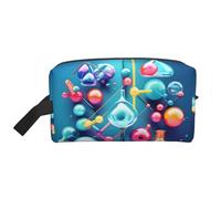 Bolsa de aseo de viaje con ilustración de química y ciencia abstracta, bolsa de maquillaje, bolsa de cosméticos, bolsa colgante para mujeres y hombres, gimnasio diario