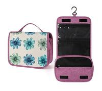 Bolsa de aseo de viaje con lazo azul hielo plateado y verde mar para mujer, organizador de maquillaje colgante con gancho para champú