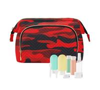 Bolsa de aseo de viaje de color rojo militar para mujeres, hombres y niñas, bolsa de almacenamiento impermeable para cosméticos esenciales de viaje, multicolor, bolsa de belleza, multicolor, Estuche