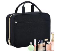 Bolsa de aseo de viaje: organizador cosmético para maquillaje y cuidado de la piel | Estuche organizador cosmético portátil para duchas en el gimnasio y pernoctaciones, Negro , riferimento alla