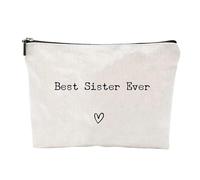 Bolsa de Aseo de Viaje para Hermanas, Bolsa de Aseo, Bolsa de Viaje, Organizador de artículos de tocador para Hermana, Mejor Hermana De Todos Los Tiempos, 25 x 18 x 1,6 cm, Ver descripción