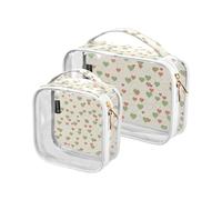 Bolsa de aseo de viaje transparente con formas de corazón superpuestas, bolsa de cosméticos, bolsas de maquillaje, paquete de 2 bolsas de PVC portátiles impermeables para artículos de tocador para