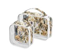 Bolsa de aseo de viaje transparente para niños, diseño de perro Husky, cachorro, bolsa de cosméticos, bolsas de maquillaje, paquete de 2 bolsas de PVC, portátil, impermeable, bolsa de transporte,