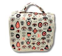 Bolsa de Aseo Grande de Lona de Algodón con Estampado de Ojos Múltiples