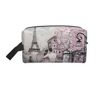 Bolsa de Aseo para Mujeres y Hombres Bolsa de cosméticos Impermeable Bolsa de Maquillaje de Viaje Organizador con asa Torre Eiffel París Bolsa de Almacenamiento de Pintura al óleo
