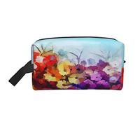 Bolsa de Aseo para Mujeres y Hombres Bolsa de cosméticos Impermeable Bolsa de Maquillaje de Viaje Organizador con asa Pintura al óleo Bolsa de Almacenamiento de Paisaje Rural de Primavera Colorida
