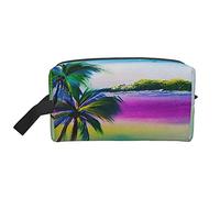 Bolsa de Aseo para Mujeres y Hombres Bolsa de cosméticos Impermeable Bolsa de Maquillaje de Viaje Organizador con asa Bolsa de Almacenamiento de Playa de Verano de Gaviota de árbol de Coco