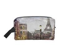 Bolsa de Aseo para Mujeres y Hombres Bolsa de cosméticos Impermeable Bolsa de Maquillaje de Viaje Organizador con asa Torre Eiffel París Bolsa de Almacenamiento de Pintura al óleo