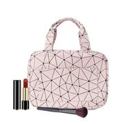 Bolsa de aseo portátil, 4 compartimentos, organizador de aseo de viaje con gancho, resistente al agua y portátil, para champú acondicionador, organizador de cosméticos para accesorios de viaje, Rosa,
