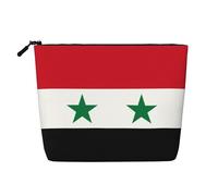 Bolsa de aseo y cosméticos para mujer, diseño de bandera de la República Árabe Siria, bolsa de almacenamiento para artículos de aseo personal, color negro, talla única