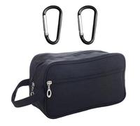 1 bolsa de aseo para hombre con 2 hebillas de mosquetón, bolsa de ducha, neceser de viaje, neceser de aseo, bolsa de kit de hombre, bolsa de ducha de gran capacidad (negro), Negro , 26*10*15cm,