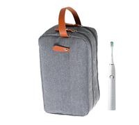 Bolsa de baño de doble capa, resistente al agua, bolsa de aseo ligera, organizador de baño de gran capacidad, portátil, con asa para aseo, 25 x 10 x 15 cm, gris, negro, azul marino, Gris, Fare