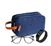 Bolsa de baño impermeable - Organizador con Divider y Handle, Travel Cosmetic Brushes Pouch, portátil Grooming Storage Case, Lightweight Multipurpose Kit | Practical Packing Solution, azul marino, Se