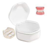 Bolsa de baño para dentaduras postizas, caja de prótesis a prueba de fugas Taza de prótesis portátil con tapa | Estuche de limpieza de dentaduras postizas, recipiente impermeable para dentaduras