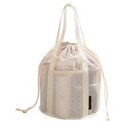 Bolsa de baño portátil, bolsa de baño, 11,81 x 8,66 x 0,39 pulgadas, resistente al agua, Toiletry Storage for Travel Dorm Room Vacation Summer Gym Camping Swim Pool College Use, Cream Colored, Se