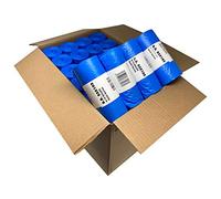 Bolsa de basura azul. Con capacidad de 100 litros para cubo de comunidad. 480 sacos de basura resistentes con termosellado. 10 uds por rollo. Caja 48 rollos.