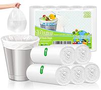 Bolsa de basura biodegradable de 10 litros, pequeña bolsa de basura reciclable de,bolsa degradable para el baño del hogar, cocina, oficina, apto para mascotas, lata de 6-10 litros,120 unidades,blanco
