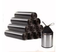 Bolsa de basura de 10 litros, bolsas de basura portátiles de polietileno extrafuertes con asa, 5 rollos negros / 100 unidades en total