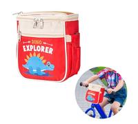 Bolsa de bicicleta infantil con diseño de dinosaurio, impermeable, organizador con varios compartimentos para scooter, manillar, marco delantero, rueda de carrera, triciclo, organizador
