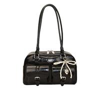 Bolsa de bolos versátil de piel sintética con colgante para mujer, Black, 12.2x7.76x11.73(inch)