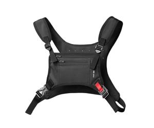 Bolsa de bolsillo frontal en el pecho, chaleco, equipo de transporte, bolsa de cintura, chaleco de calle, bolsas de pecho para exteriores, impermeable, Black