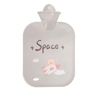 Bolsa de Botella de Agua Caliente de Dibujos Animados de Gran Capacidad de 1300ml, Bolsa Segura a Prueba de Explosiones para Reducir el Dolor, Bolsa de Agua Caliente de PVC para Niñas Y Mujeres(Gris)