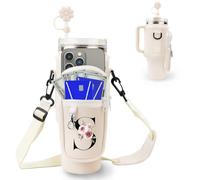 Bolsa de BotellaDe Agua Inicial para Stanley 40 oz Tumbler,con Bolsillo para Teléfono,Bolsa de Botella de Neopreno con Correa Ajustable,Mochila Personalizada Bolsa de Botella con Pajita(S)